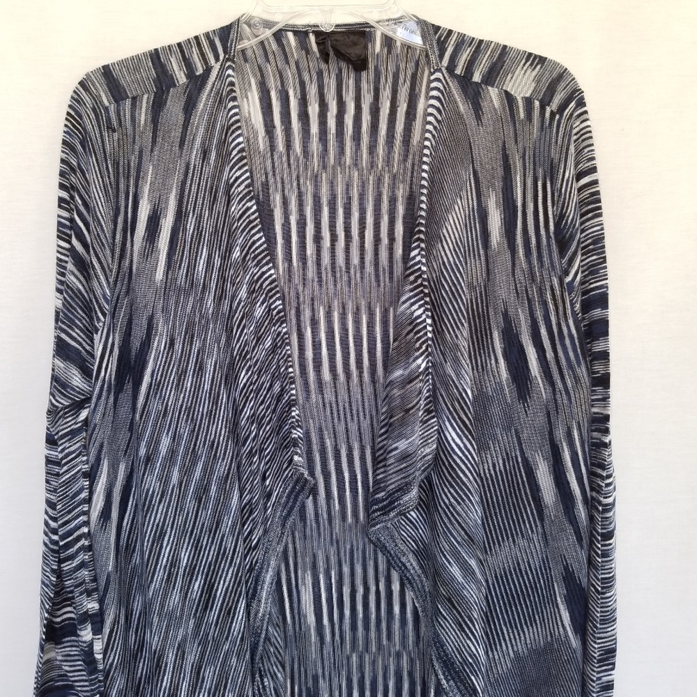 5/$30 Etoile Blue Marled Drape Front Cardigan - Picture 2 of 6